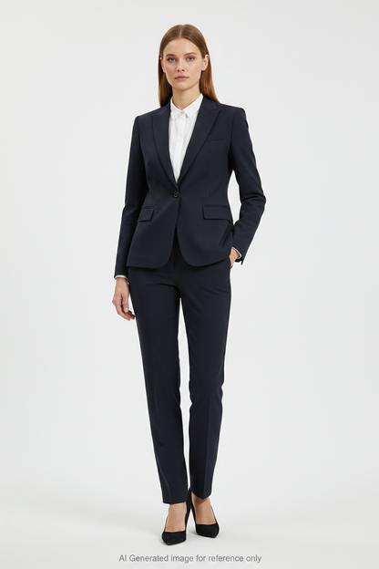 Dark Navy Textured Super 110's Wool – 340g | Bespoke Women's Suit & Separates