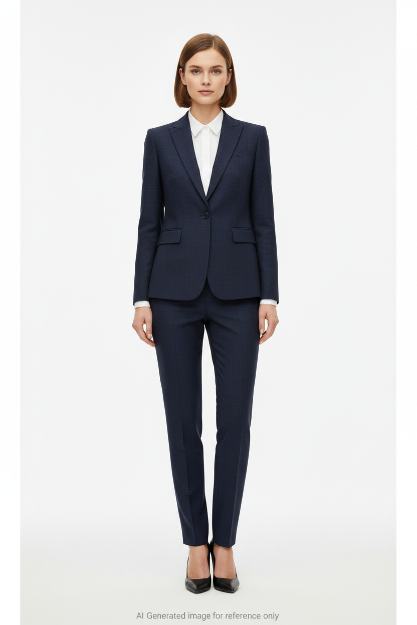Dark Navy Textured Super 110's Wool – 340g | Bespoke Women's Suit & Separates