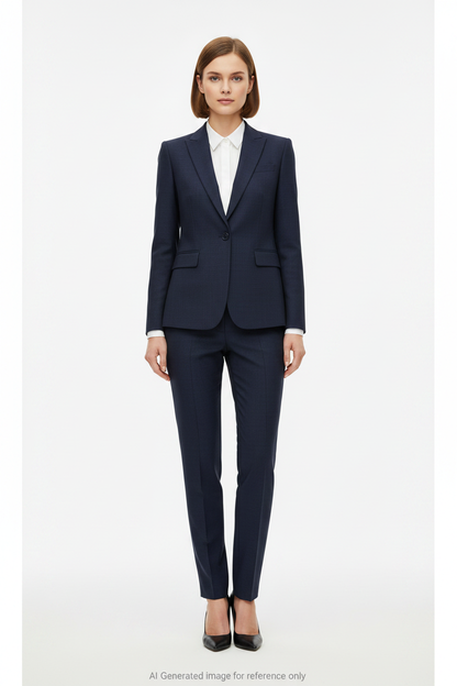 Dark Navy Textured Super 110's Wool – 340g | Bespoke Women's Suit & Separates