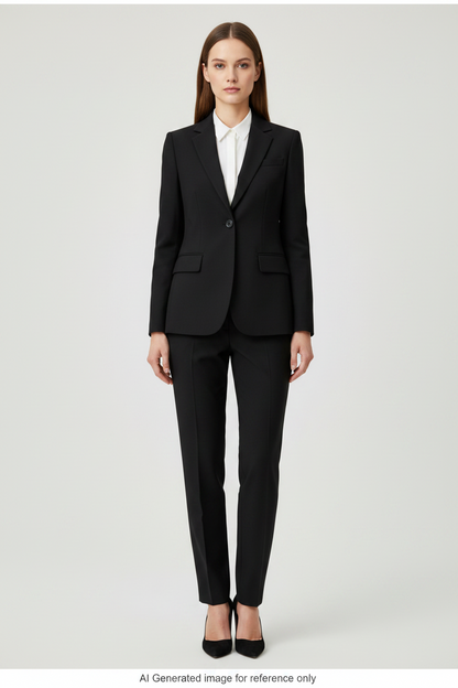 Black Textured Super 110's Wool – 340g | Bespoke Women's Suit & Separates