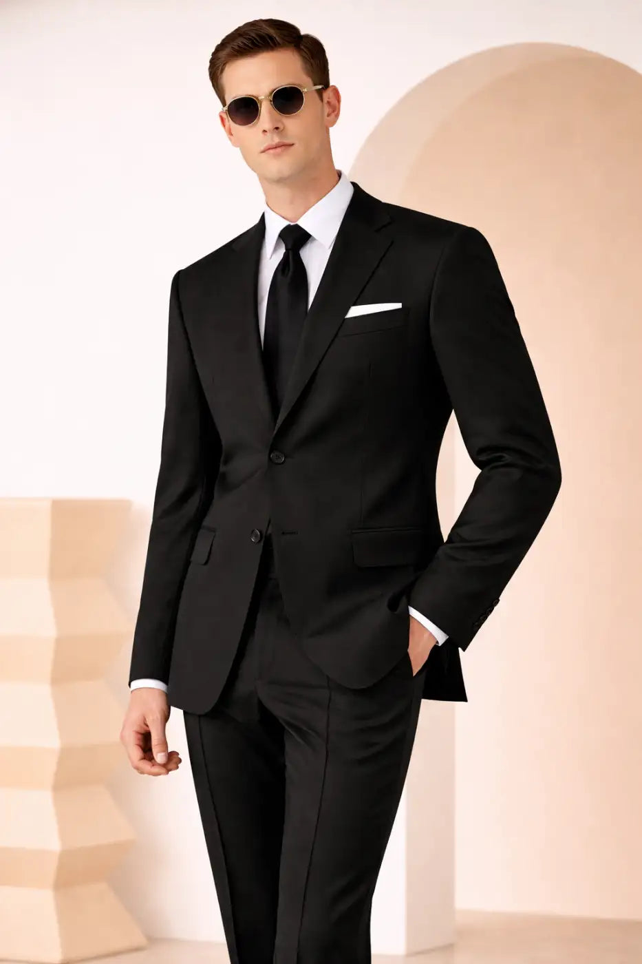 Black Super 110’s Wool Suit – 340g Luxury Tailoring
