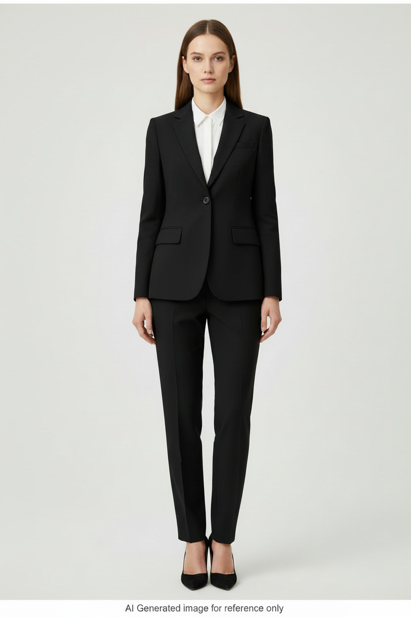 Black Textured Super 110's Wool – 340g | Bespoke Women's Suit & Separates