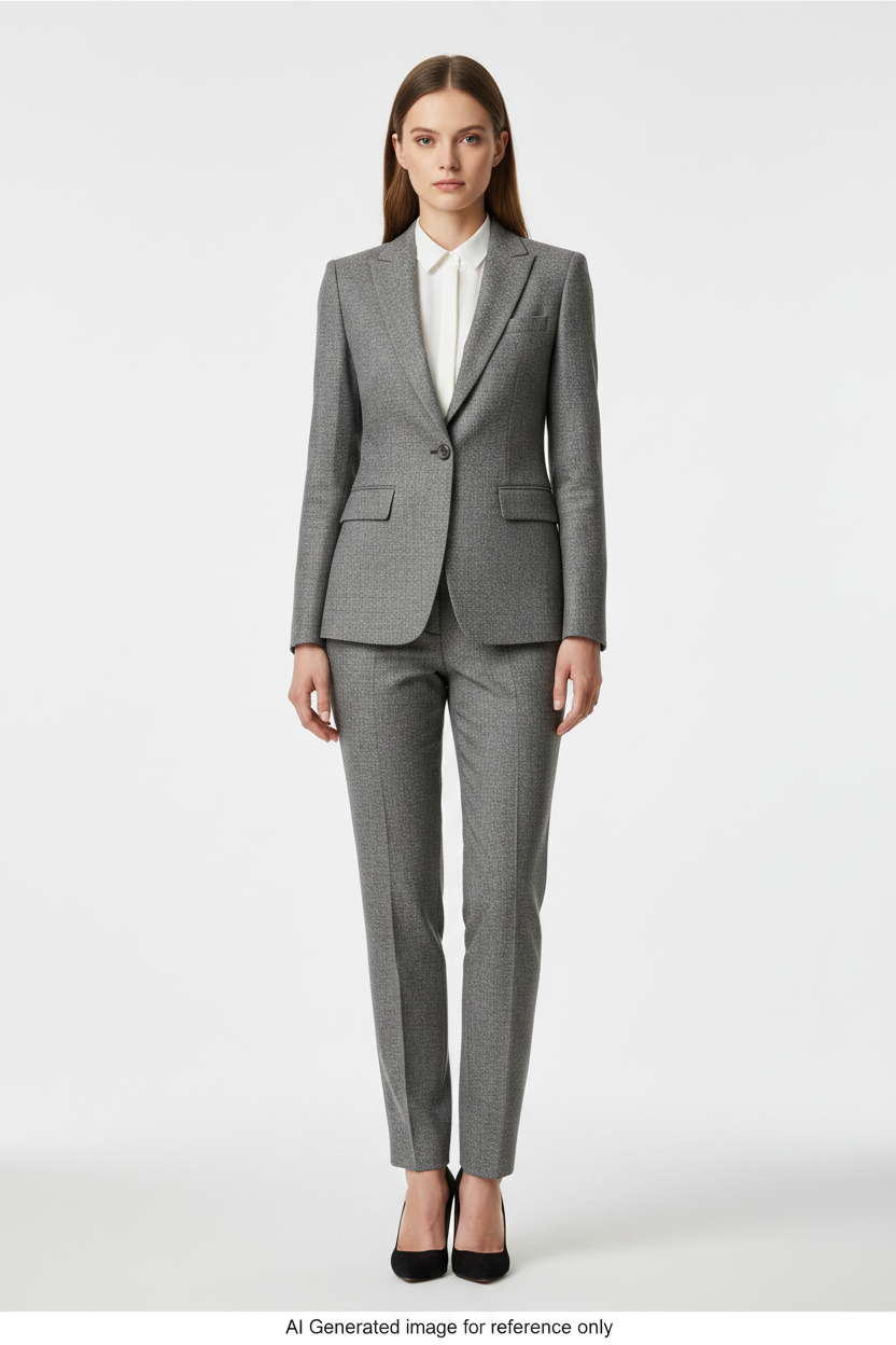 Grey Textured Super 110's Wool – 340g | Bespoke Women's Suit & Separates