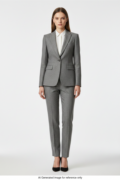 Grey Textured Super 110's Wool – 340g | Bespoke Women's Suit & Separates