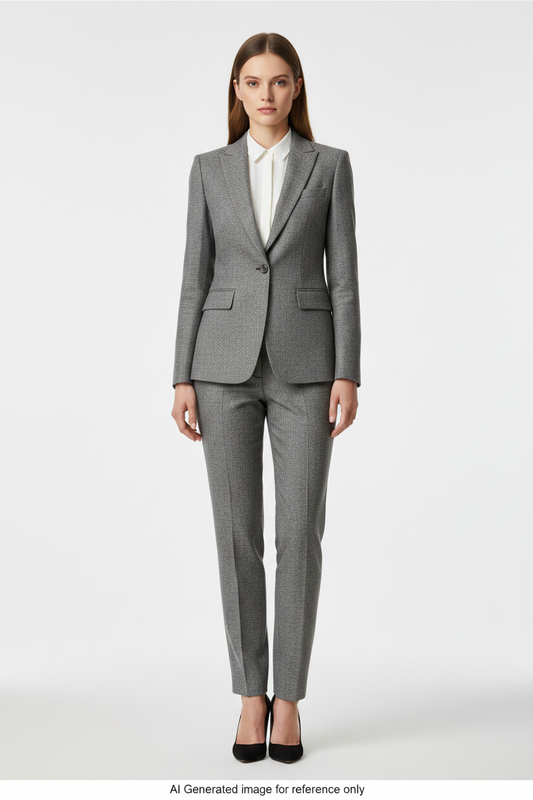 Grey Textured Super 110's Wool – 340g | Bespoke Women's Suit & Separates