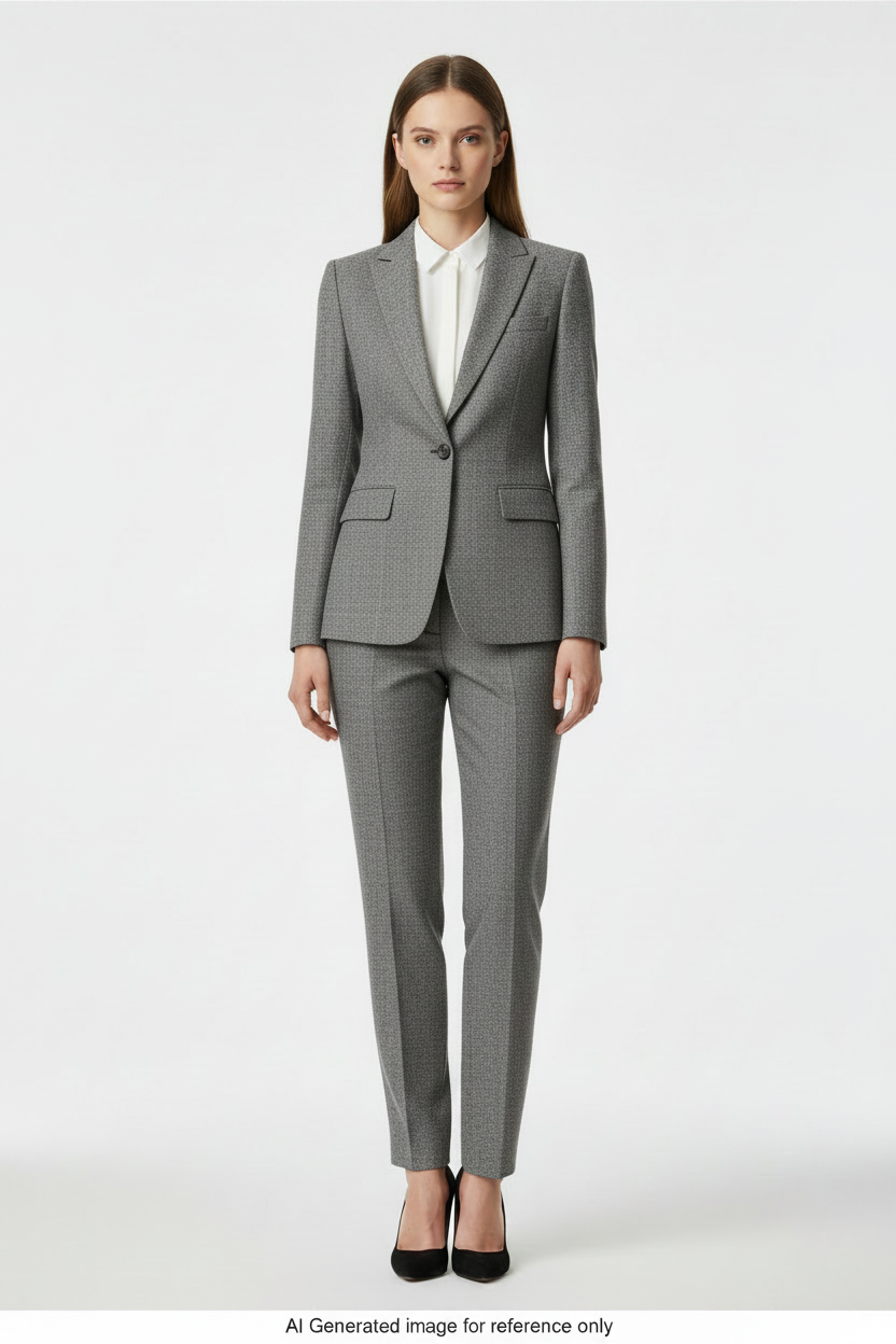 Grey Textured Super 110's Wool – 340g | Bespoke Women's Suit & Separates