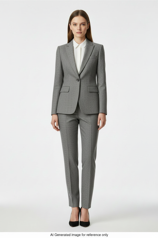 Grey Textured Super 110's Wool – 340g | Bespoke Women's Suit & Separates