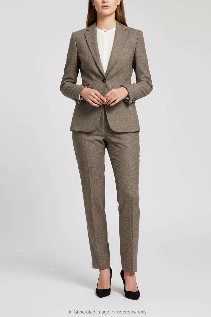 Light Brown Textured Super 110's Wool – 340g | Bespoke Women's Suit & Separates
