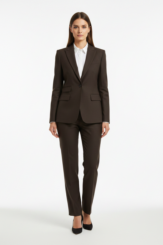 Deep Brown Textured Super 110's Wool – 340g | Premium Suiting & Tailoring Wool