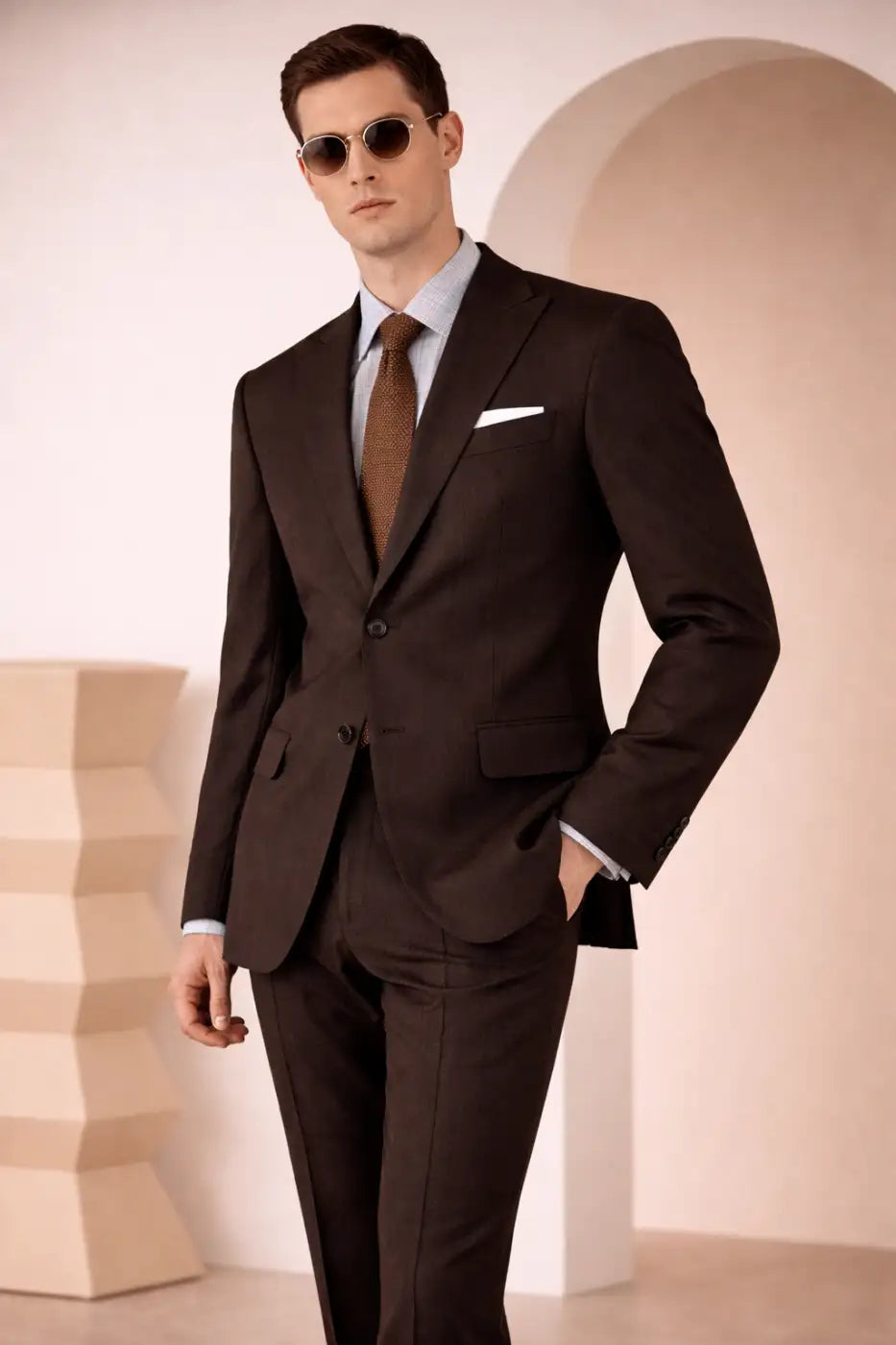 Deep Brown Super 110’s Wool Suit – 340g Premium Tailoring