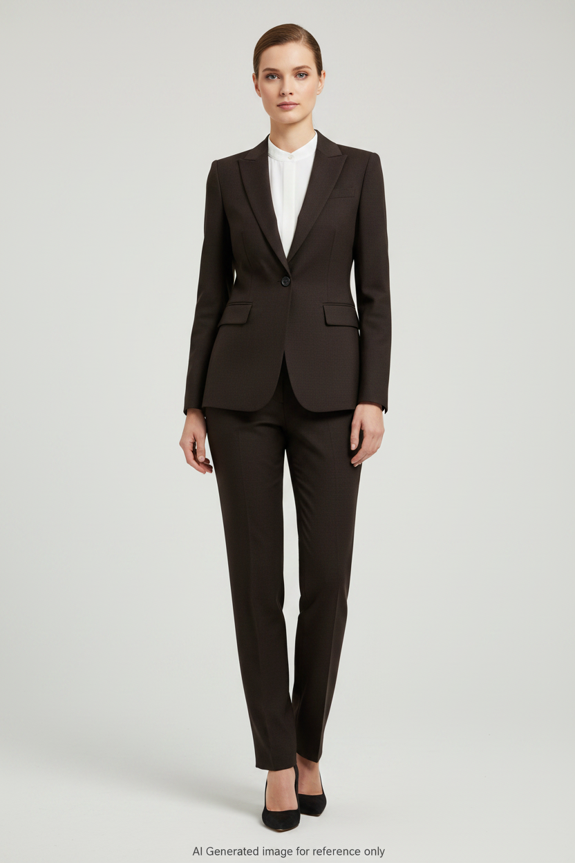 Deep Brown Textured Super 110's Wool – 340g | Bespoke Women's Suit & Separates
