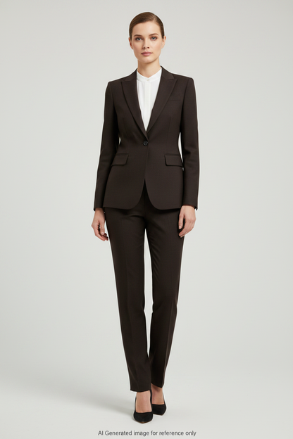Deep Brown Textured Super 110's Wool – 340g | Bespoke Women's Suit & Separates