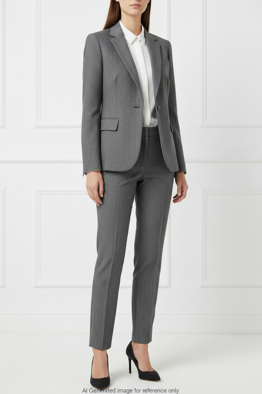 Grey Micro Herringbone Super 110's Wool – 340g | Bespoke Women's Suit & Separates