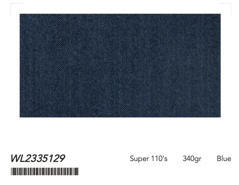 Blue Micro Herringbone Super 110’s Wool Suit – 340g Premium Tailoring