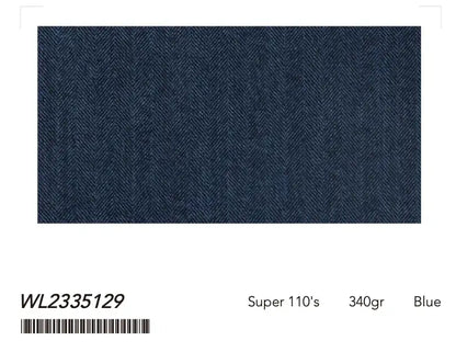 Blue Micro Herringbone Super 110’s Wool Suit – 340g Premium Tailoring