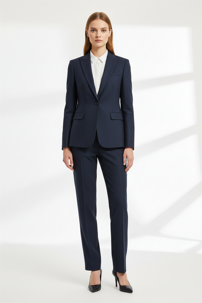 Blue Micro Herringbone Super 110's Wool – 340g | Premium Suiting & Tailoring Wool