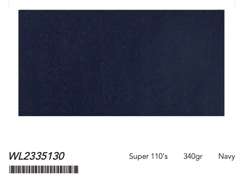 Navy Micro Herringbone Super 110’s Wool Suit – 340g Premium Tailoring