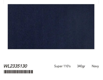 Navy Micro Herringbone Super 110’s Wool Suit – 340g Premium Tailoring