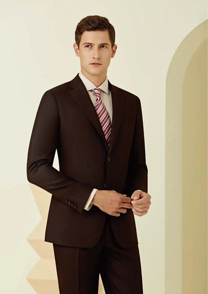 Brown Micro Houndstooth Super 110’s Wool Suit – 340g Premium Tailoring