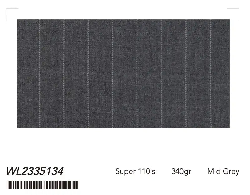Mid Grey Fine Pinstripe Super 110’s Wool Suit – 340g Premium Tailoring