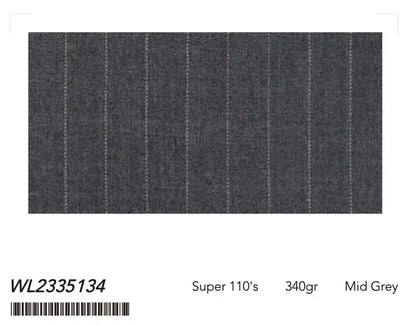 Mid Grey Fine Pinstripe Super 110’s Wool Suit – 340g Premium Tailoring