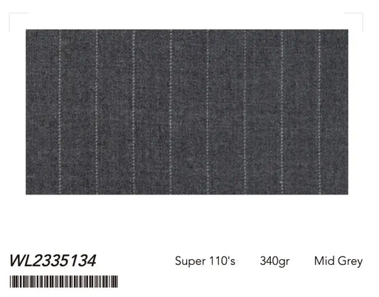 Mid Grey Fine Pinstripe Super 110’s Wool Suit – 340g Premium Tailoring