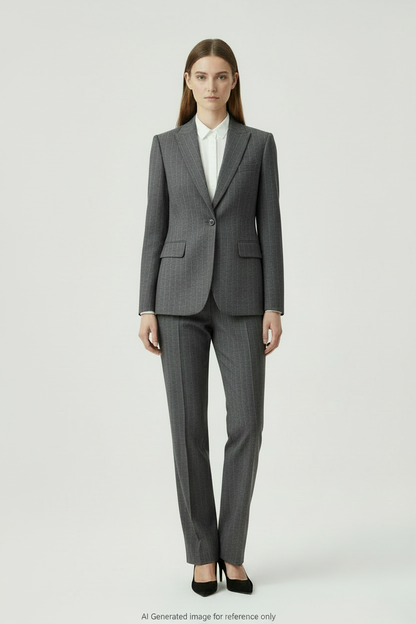 Mid Grey Fine Pinstripe Super 110's Wool – 340g | Bespoke Women's Suit & Separates