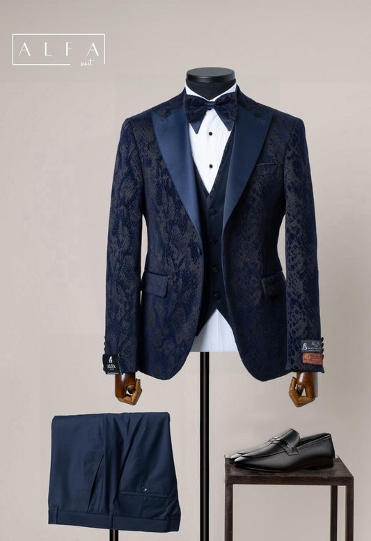 Turkish Wedding Jaquard Suit Wholesale: Authentic 3-Piece Elegance for Discerning Retailers - 6 Suit Pack (Model: AA_Tur_Jak_4_118)