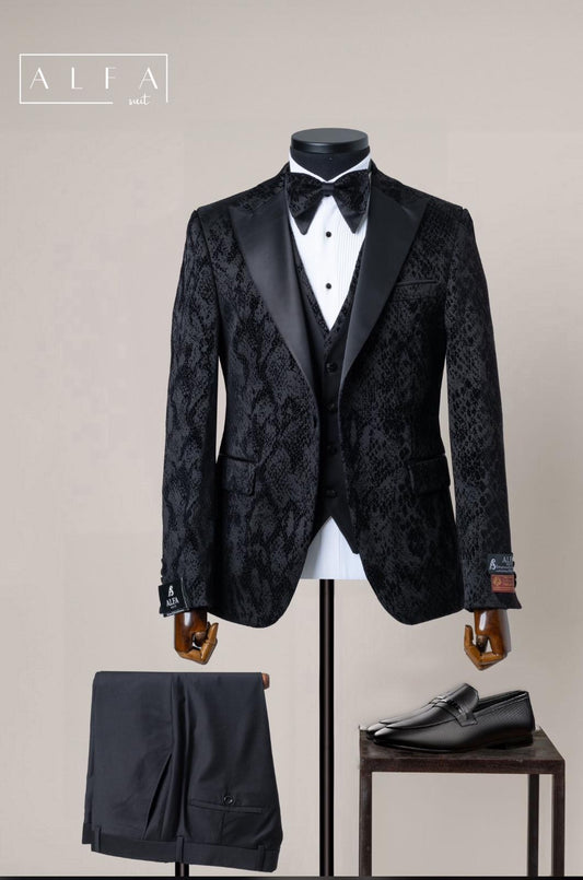 Turkish Wedding Jaquard Suit Wholesale: Authentic 3-Piece Elegance for Discerning Retailers - 6 Suit Pack (Model: AA_Tur_Jak_4_120)