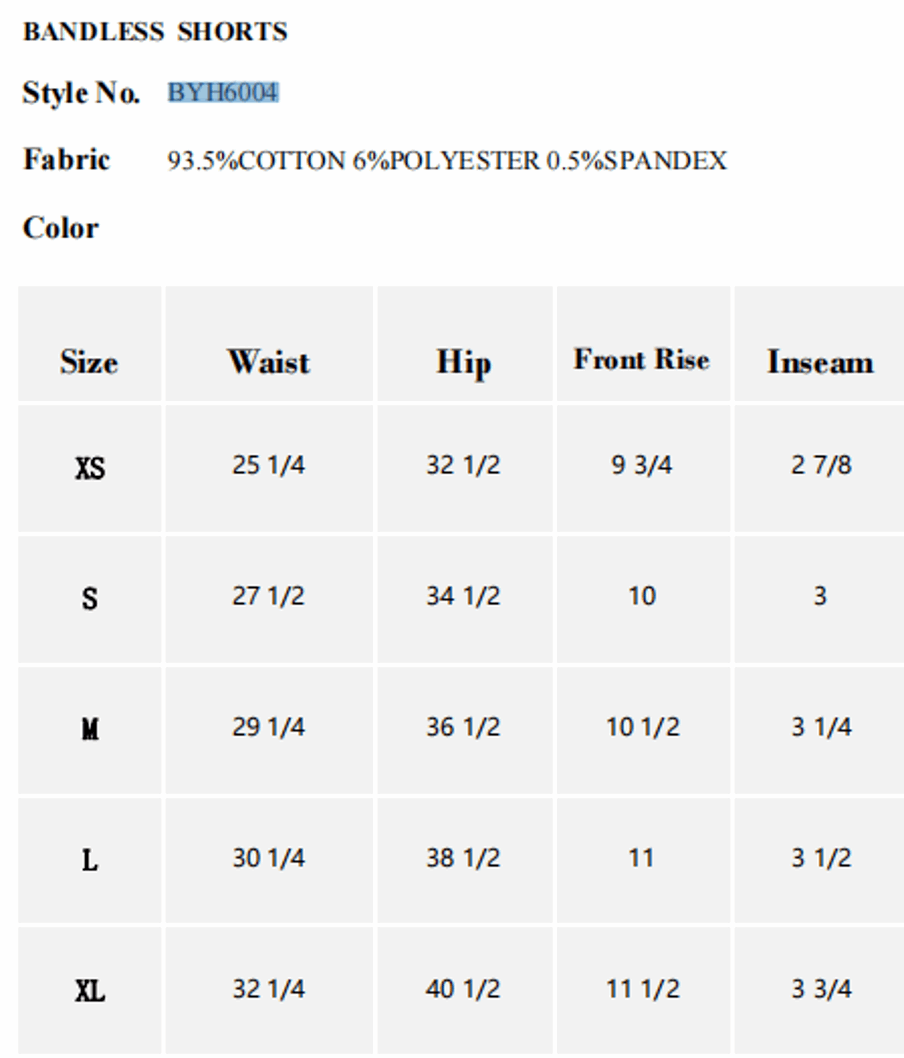 BAYEAS HIGH QUALITY BANDLESS SHORTS - BYH6004