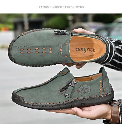 Handmade Leather Men Shoes Casual Slip On Loafers Breathable Leather Shoes Men Flats Hot Sale Moccasins Tooling Shoes Plus Size