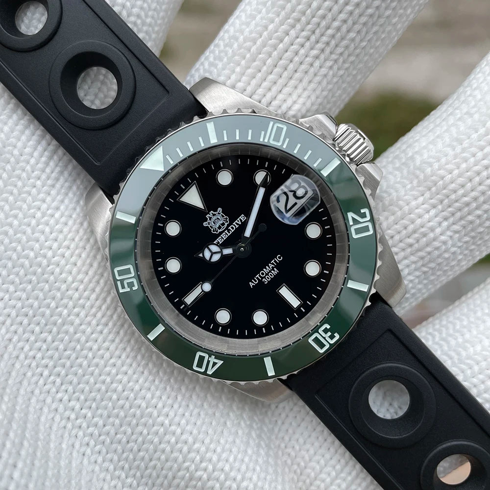 STEELDIVE SD1953 Black Dial Green Ceramic Bezel NH35 Automatic Watch 300M Waterproof Sapphire Glass Men Dive Watches