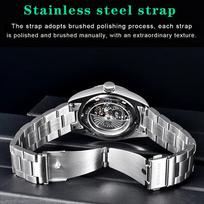 2021 BENYAR Sports Men Mechanical Wristwatches Stainless Steel Automatic Watches Top Brand Luxury 10Bar Waterproof Watch for Men