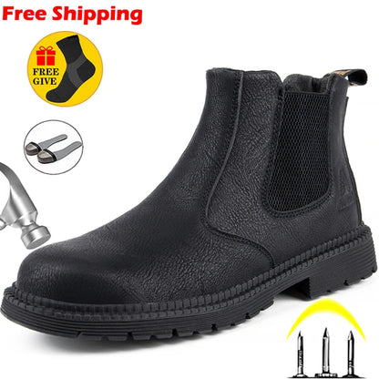 Waterproof Work & Safety Boots for Men: Leather Indestructible Boots, Winter Safety Shoes with Steel Toe - Available in 8 Colors/Options