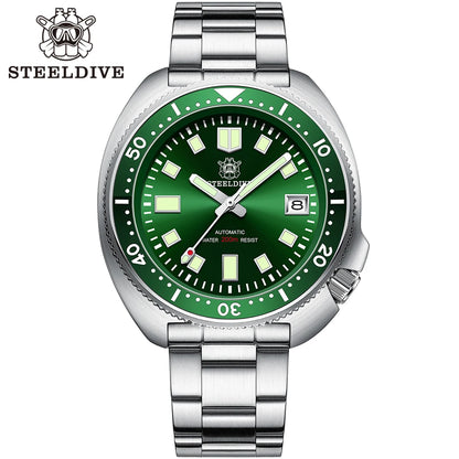 Steeldive SD1970 White Date Background 200M Wateproof AR Coating Sapphire Glass NH35 6105 Turtle Automatic Dive Diver Watch