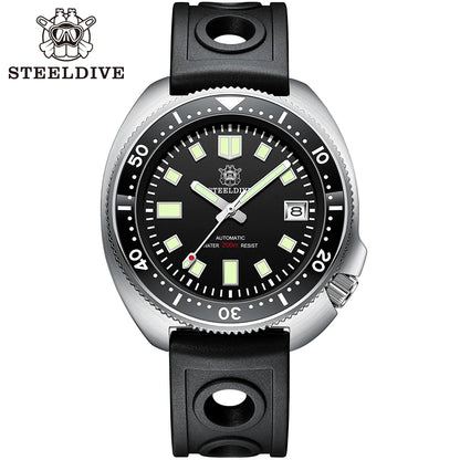 Steeldive SD1970 White Date Background 200M Wateproof AR Coating Sapphire Glass NH35 6105 Turtle Automatic Dive Diver Watch