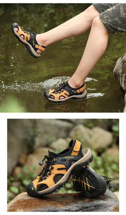 Hot Sale Summer Men's Sandals Outdoor Non-slip Men's Beach Sandals Handmade Genuine Leather Men's Shoes Fashion Men Sneakers