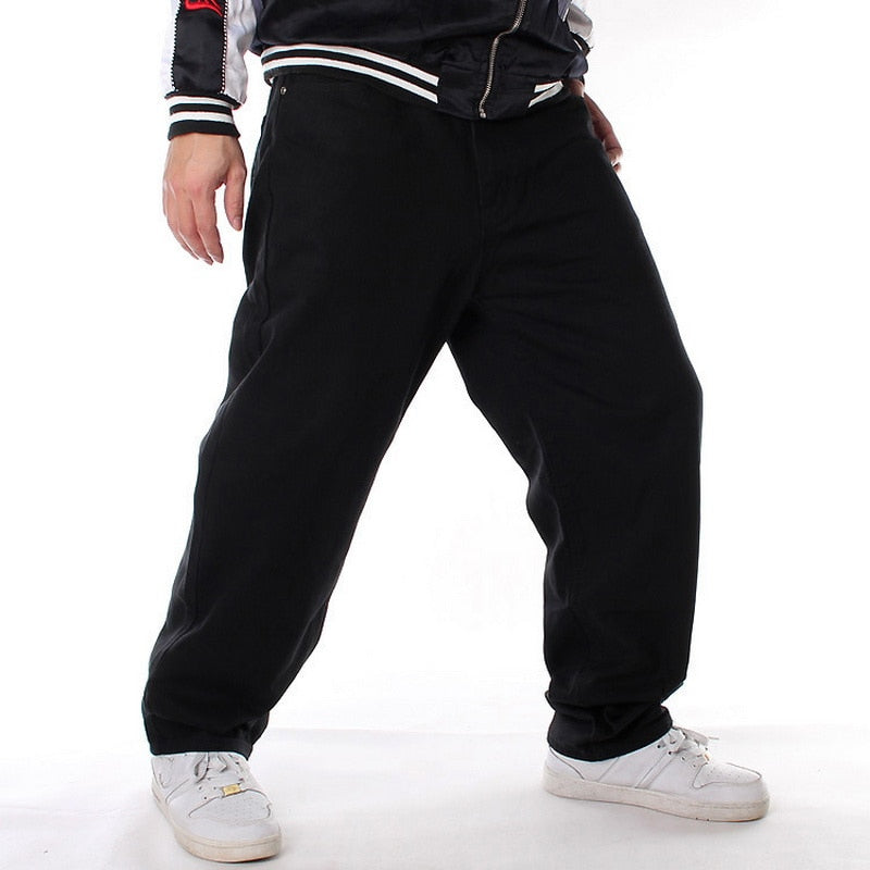 Men's Baggy Fashion Embroidery Black Loose Wide Legs Board Denim Pants - Collection 1 (8 Styles)