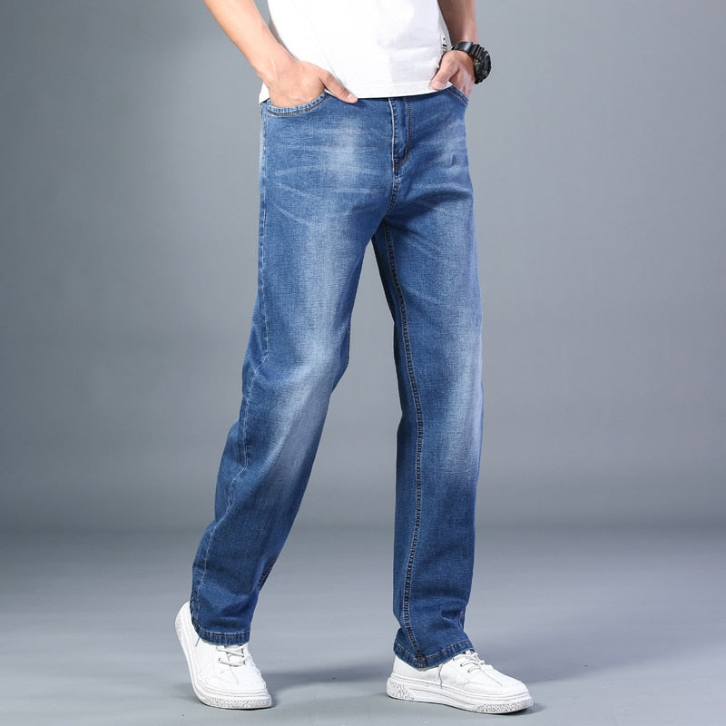 Men's Thin Classic Style Loose Straight-leg Advanced Stretch Baggy Jeans (6 Colors)