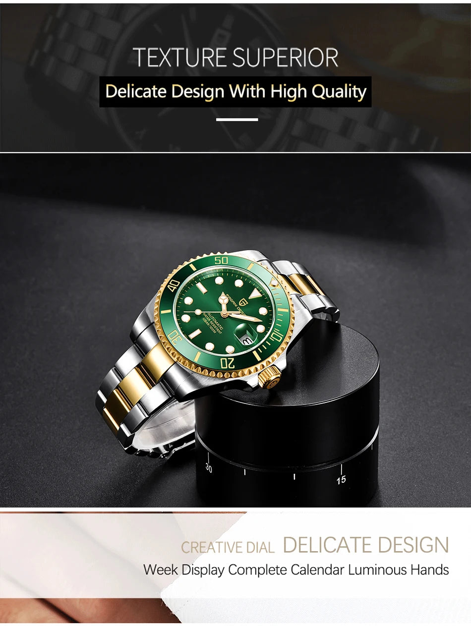 PAGANI DESIGN New Men Mechanical Wristwatch Luxury Ceramic Bezel Automatic Watches 300m waterproof Sapphire Glass Watch for Men