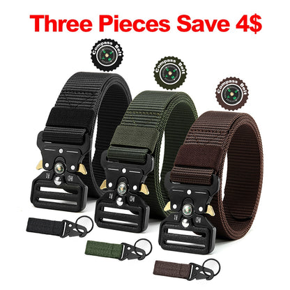 Men's Belt Army Outdoor Hunting Compass Tactical Multi Function Combat Survival Marine Corps Canvas For Nylon Male Luxury Belts