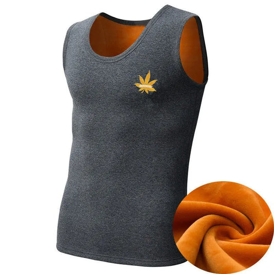 Men's Autumn Winter Fleece Tank Top: Warm Sleeveless Undershirt for Fitness - Thicken Plain T-Shirt Work Wear, High Quality Cotton, Available in 6 Colors