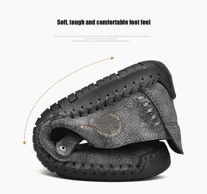 Handmade Leather Men Shoes Casual Slip On Loafers Breathable Leather Shoes Men Flats Hot Sale Moccasins Tooling Shoes Plus Size