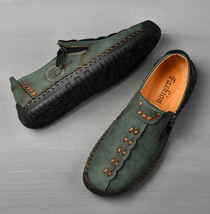 Handmade Leather Men Shoes Casual Slip On Loafers Breathable Leather Shoes Men Flats Hot Sale Moccasins Tooling Shoes Plus Size