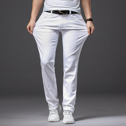 Men's Casual Classic Style Slim Fit Soft White Jeans