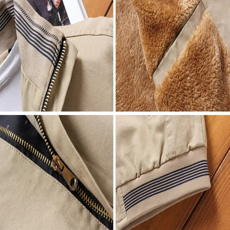 Men's Bomber Fleece Thick Warm Windbreaker Jacket (5 Colors)