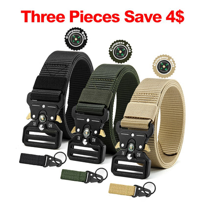 Men's Belt Army Outdoor Hunting Compass Tactical Multi Function Combat Survival Marine Corps Canvas For Nylon Male Luxury Belts