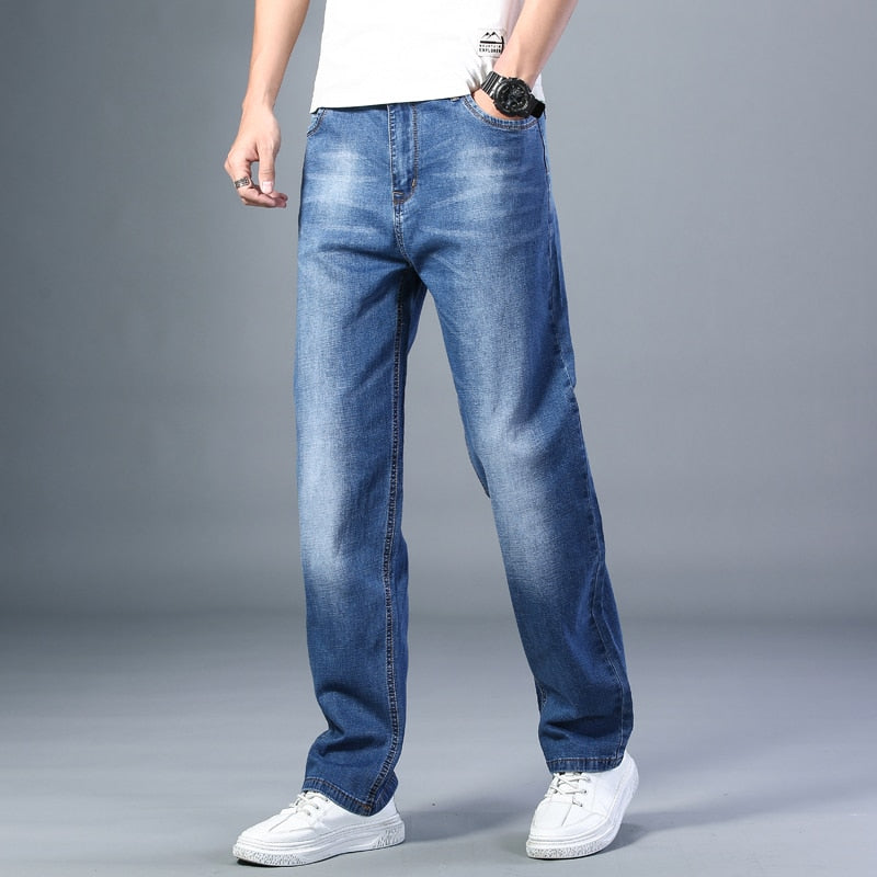 Men's Thin Classic Style Loose Straight-leg Advanced Stretch Baggy Jeans (6 Colors)