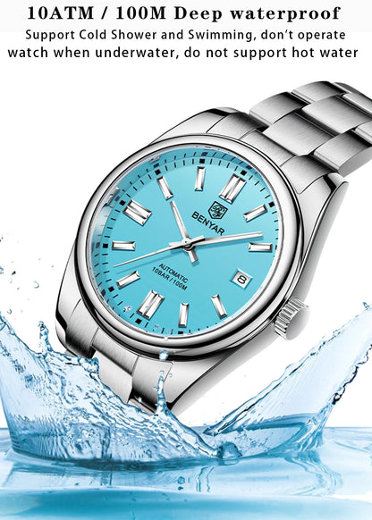 2021 BENYAR Sports Men Mechanical Wristwatches Stainless Steel Automatic Watches Top Brand Luxury 10Bar Waterproof Watch for Men