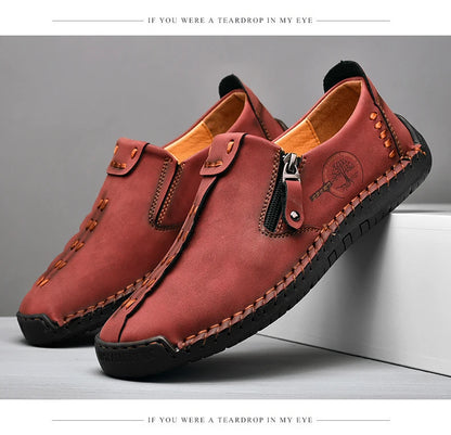 Handmade Leather Men Shoes Casual Slip On Loafers Breathable Leather Shoes Men Flats Hot Sale Moccasins Tooling Shoes Plus Size